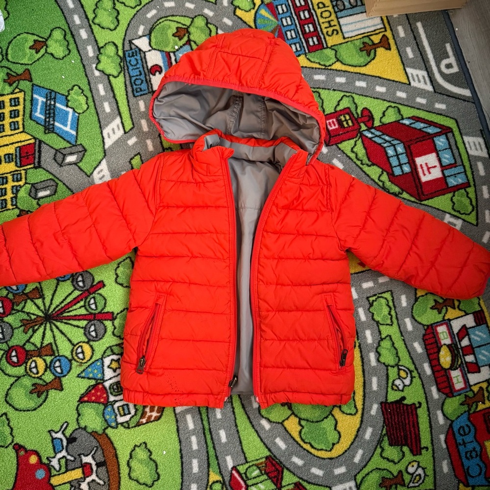 Gap boys reversible  winter coat size 4 toddler orange grey